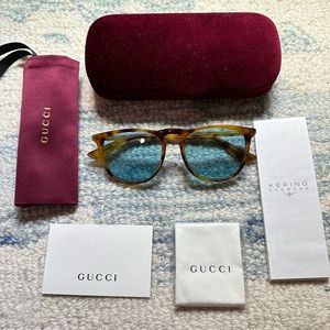 Gucci Tortoise Blue Lens Sunglasses